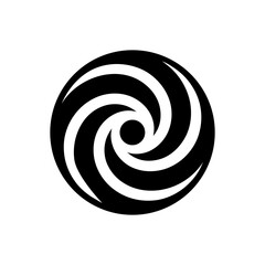 Spiral form made of connected circles shown in abstract geometric vector logo style