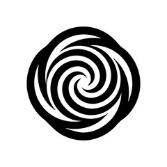 Abstract spiral shape built from connected circles in clean modern minimalist design