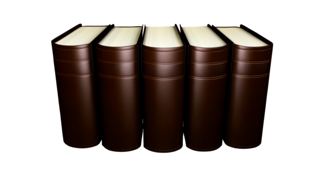 Collection of five leather bound books with empty spines