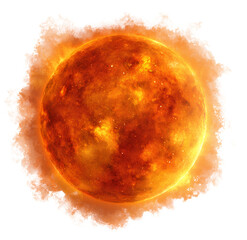 Obraz premium A fiery sun isolated on a transparent background.