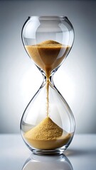 An hourglass with sand flowing through the narrow neck