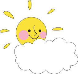 smiling sun arive behind the cloud 