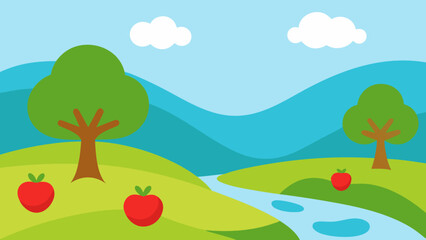 Naklejka premium autumn landscape with trees and mountains