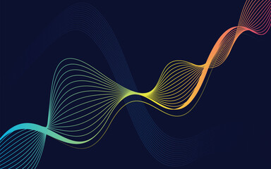Colorful Gradient Abstract Wave Lines on Dark Background Modern Multicolor Flow Design for Tech, Digital Art, and Creative Projects