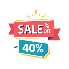 Badge sale, banner, offer tag, discount label.Number 40 stock illustration