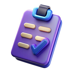 3d checklist icon isolated on transparent background
