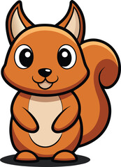 Obraz premium Smiling Cartoon Squirrel with Big Eyes