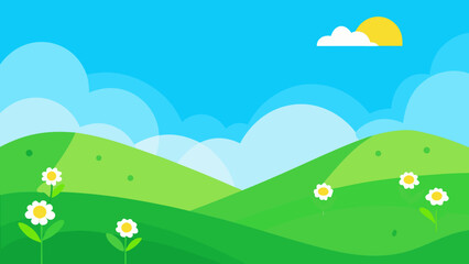 Fototapeta premium summer landscape with grass and flowers