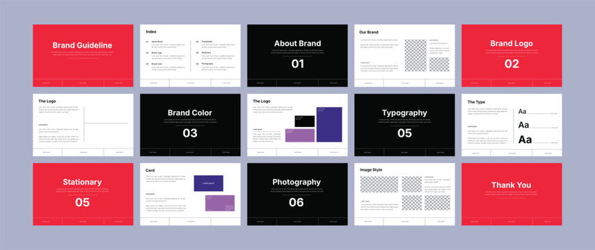 Brand Guidelines layout Template Design. Professional Brand Identity Editable Book Template for Business and Marketing, Brand manual presentation. Brand strategy design. Logo guideline book