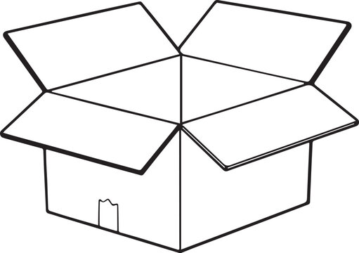 Illustration of a simple open cardboard box with flaps on a white background, perfect for packing or moving concepts.