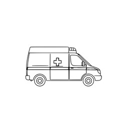 Fototapeta premium Ambulance Line Art: A simple black and white illustration of an emergency medical vehicle, perfect for coloring pages or medical design.