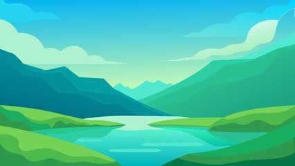 landscape with mountains and blue sky