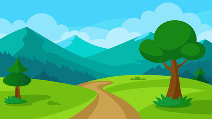 Obraz premium landscape with trees and mountains