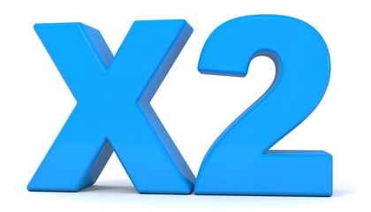 Bold blue X2 on white background