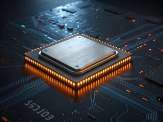 Macro shot of a computer processor on a circuit board