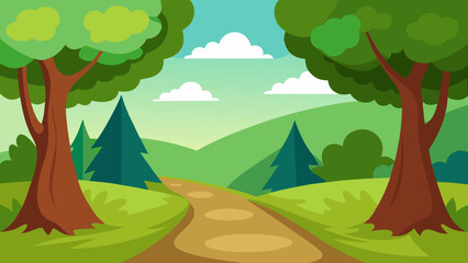 Naklejka premium landscape with trees and mountains