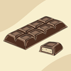 Rich Chocolate Piece on Warm Light Coffee Background