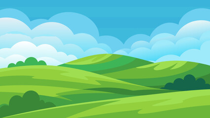 Obraz premium summer landscape with green grass and blue sky