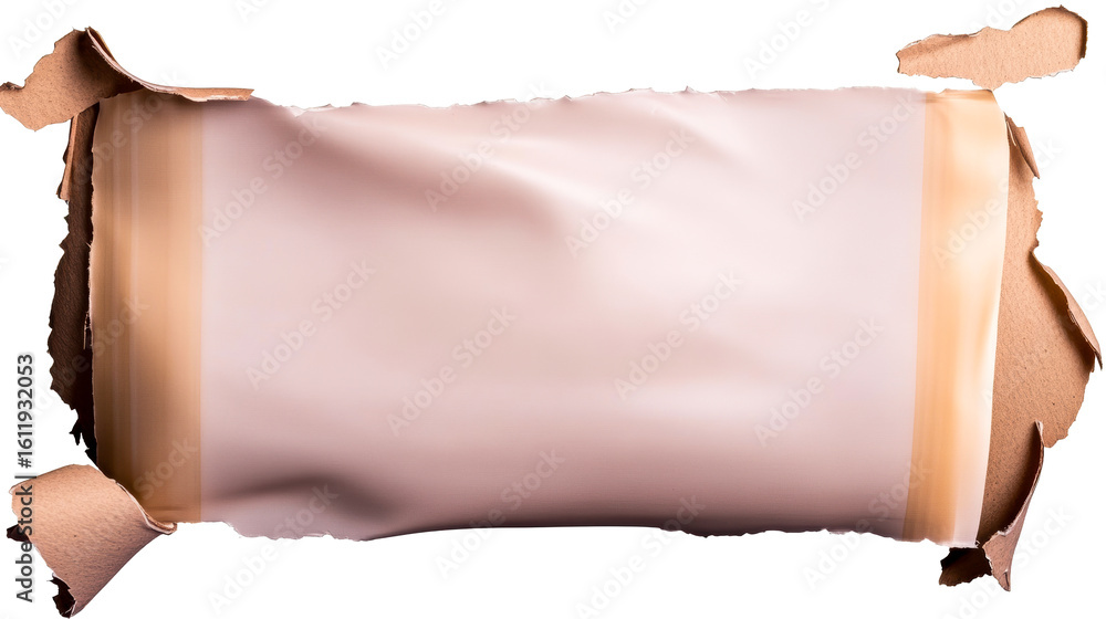 Wall mural torn paper roll with soft edges on transparent background