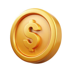 Obraz premium 3d golden dollar coin isolated on transparent background