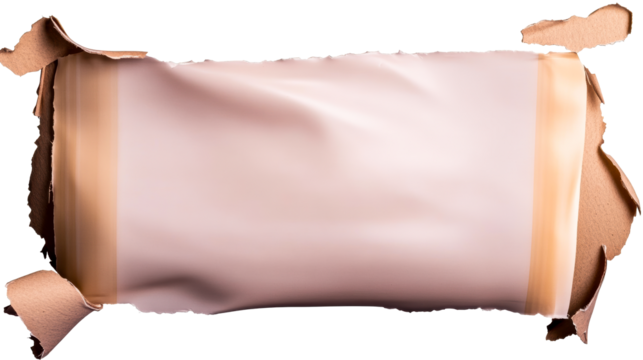 Torn paper roll with soft edges on transparent background