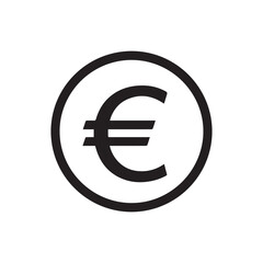 Black and White Euro Symbol Within a Circle Simple Euro Currency Graphic for Finance and Economy Visuals