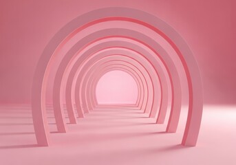 Naklejka premium A series of pink arches create a tunnellike perspective