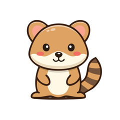 Cute and charming cartoon of a Marten standing upright, featuring a cheerful expression and adorable details