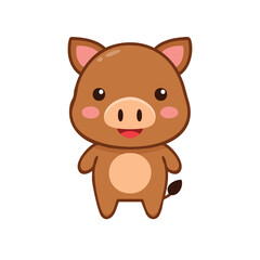 Fototapeta premium An Adorable cartoon Boar character smiling cheerfully