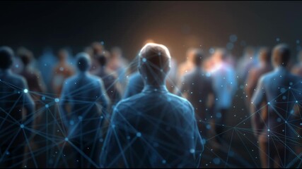 Connected Minds: A crowd of individuals are interconnected, represented by network lines. This image encapsulates the power of technology. 
