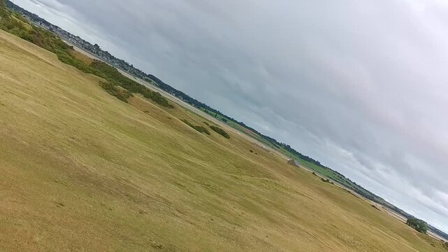 Aerial Rotating Drone Shot of Coastal Plain - Leftward Rotation 