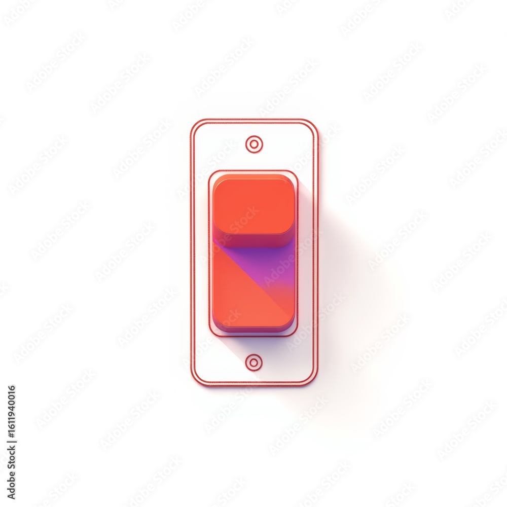 Aufkleber red toggle switch in minimalistic design on white background