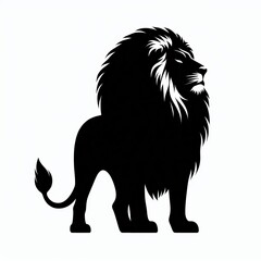 Powerful silhouette of a majestic lion standing proudly