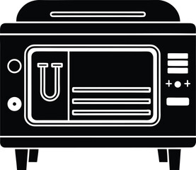 Obraz premium Black and white toaster oven with controls kitchen appliance cooking