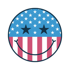 Smiling American flag face with stars and stripes, perfect for patriotic themes and holiday celebrations