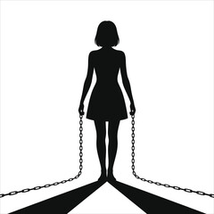 Breaking Free: Woman with Broken Chains Silhouette