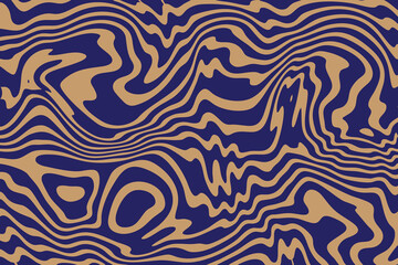 Obraz premium Abstract psychedelic wavy pattern with swirling blue and gold organic shapes