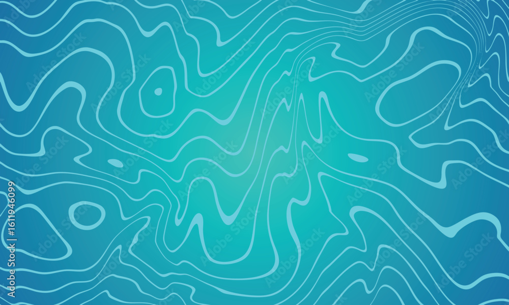 Poster abstract flowing blue and turquoise lines creating a mesmerizing wavy pattern background