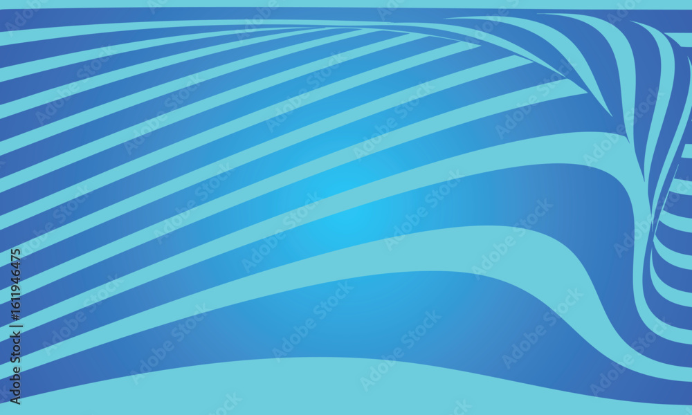 Poster abstract flowing blue and cyan lines creating a dynamic wavy and distorted background pattern
