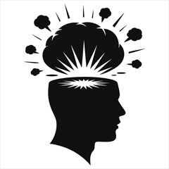 Mind Under Pressure: Vector Silhouette of Stress, Anger & Mental Overload