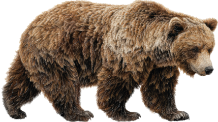 Grizzly bear in nature on a transparent background