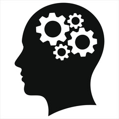  Gears in Head: Thinking Process & Problem Solving Vector Silhouette