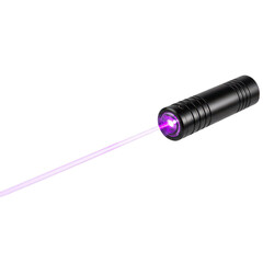 Fototapeta premium Laser pointer emitting a purple beam of light from its source isolated on transparent background