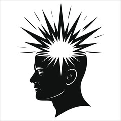 Exploding Mind: Creative Idea & Mental Health Vector Silhouette