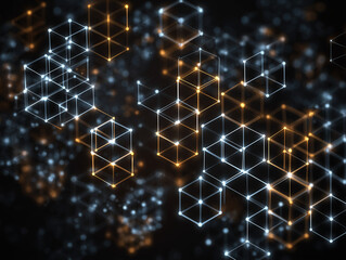 Blockchain technology grid background