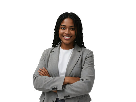 Confident african american businesswoman with arms crossed radiates professionalism against an