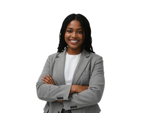 Confident african american businesswoman with arms crossed radiates professionalism against an