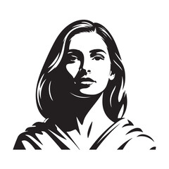 Beauty woman Face and hair style logo vector,Beautiful young woman face black and white, 