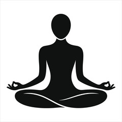 Meditation Pose Silhouette: A Serene Vector of a Person in Lotus Position for Yoga and Mindfulness