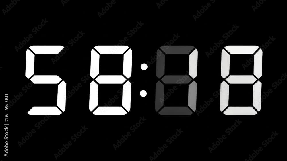 Poster digital countdown timer: 58:20 to 00:00